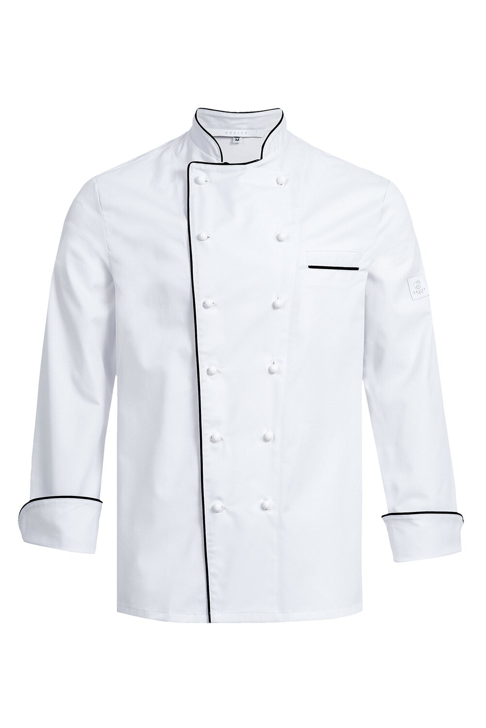 Langarm Koch Jacke Schwarz oder Weiß, Nieten Befestigung Unisex Koch Kleidung 